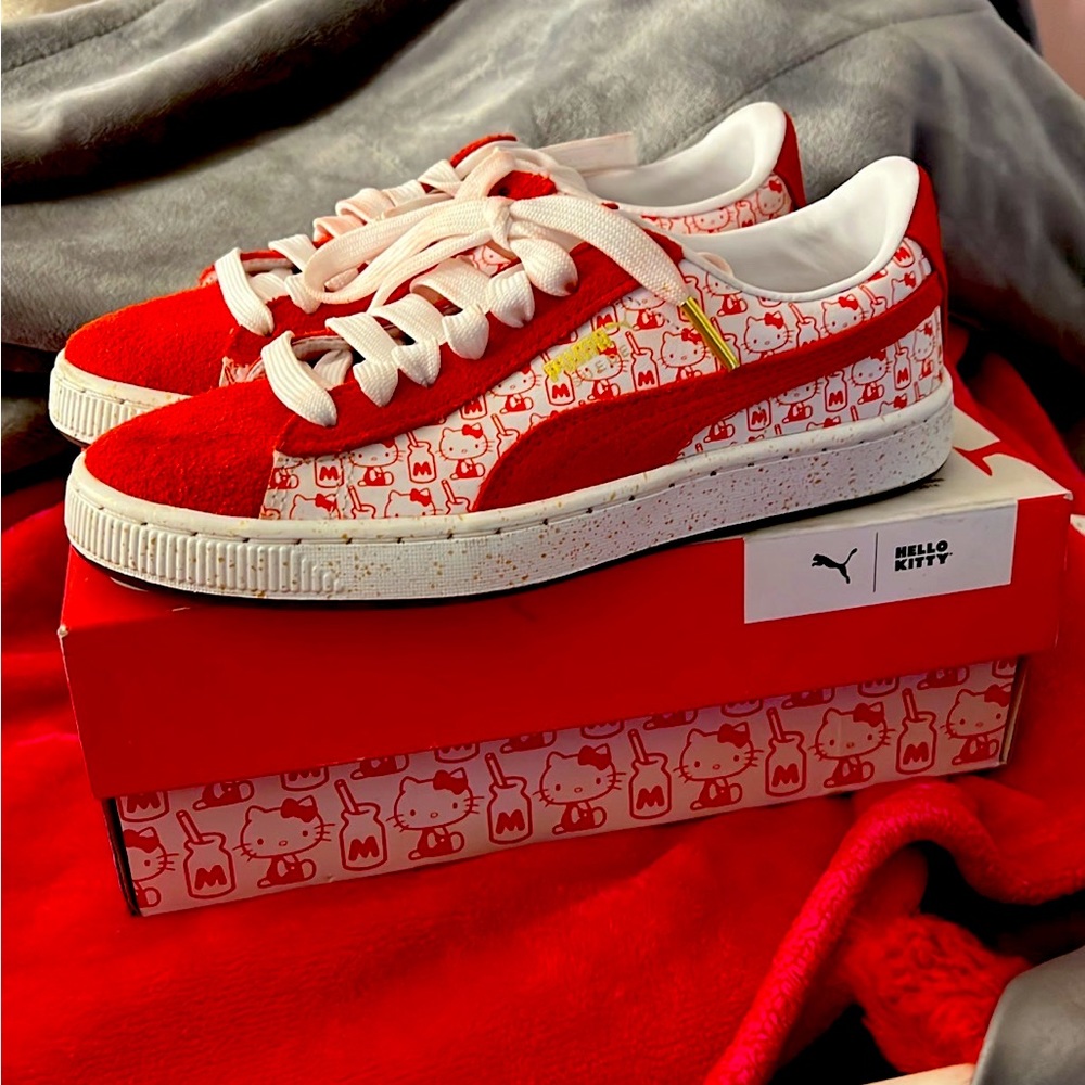 Hello kitty red and white puma sneakers